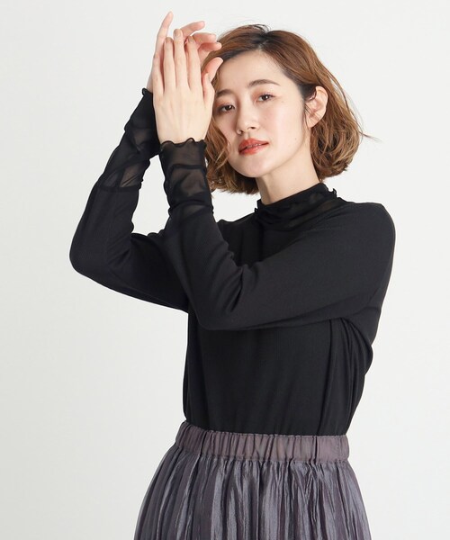 grove（グローブ） tシャツ シアー切替ハイネックプルオーバー