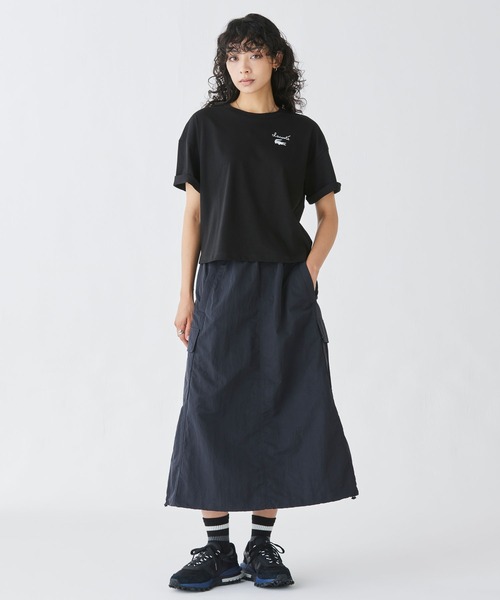 LACOSTE ヘビイーオンス コットン ワイド＆クロップドTシャツ　ラコステ LACOSTE tシャツ ヘビイーオンス コットン ワイド＆クロップドT