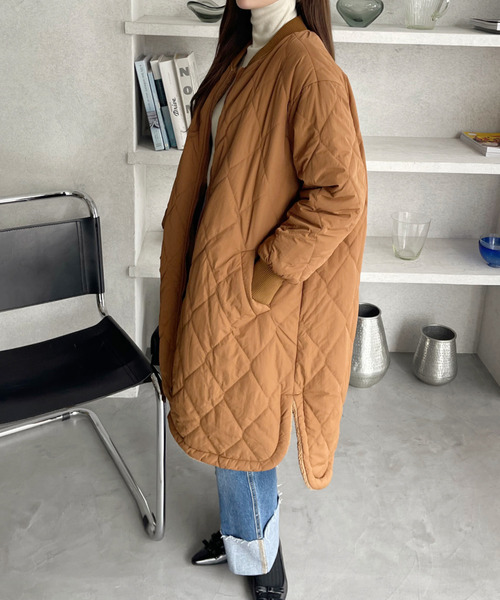 美品 23区 キルティング ダウンコート 軽量 ブラウン 46 大きいサイズ Eclat one ダウンコート ダウンジャケット 「Eclat one」キルティング