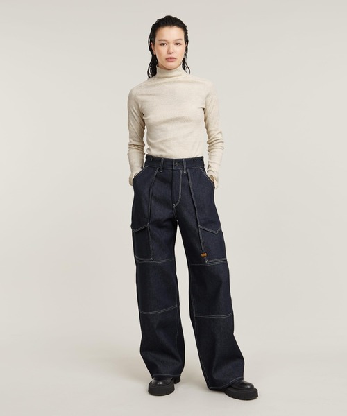 tシャツ COATED SLIM RIB MOCK TOP/スリムリブモックネックロングスリーブトップス レディース