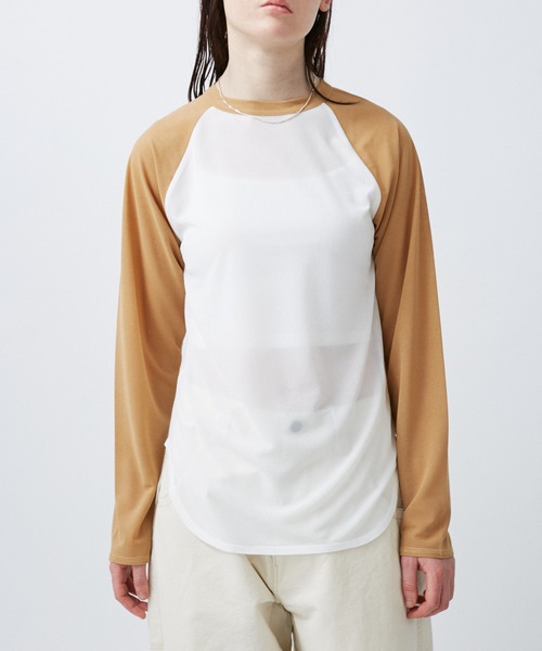 M TO R tシャツ SHEER RINGER RAGLAN LONG SLEEVE レディース