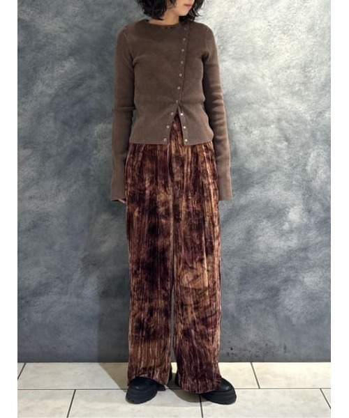THROW by SLY スラックス パンツ VELOURS WRINKLE TUCK PT ベロア