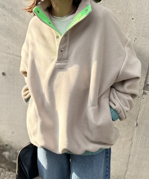 mi via loca トレーナー スウェット 配色フリースボア アノラックプル