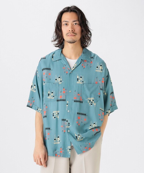 40s towncraft レーヨンシャツ 40s TOWNCRAFT Rayon Gabardine Open Collar Shirt | VOLAR
