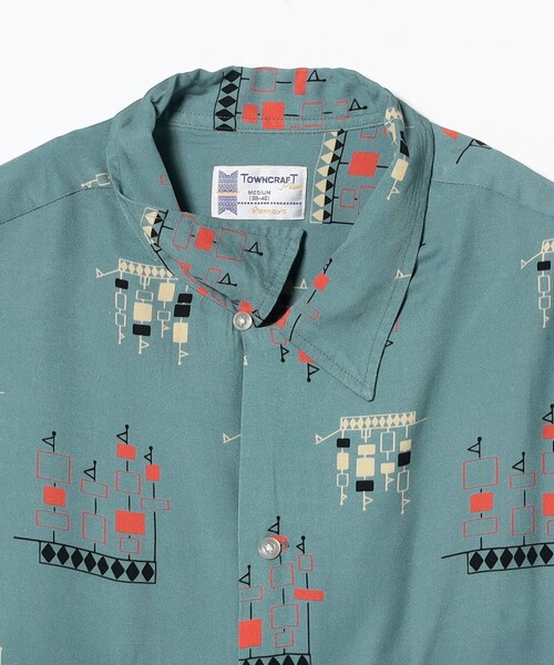 40s towncraft レーヨンシャツ 40s TOWNCRAFT Rayon Gabardine Open Collar Shirt | VOLAR