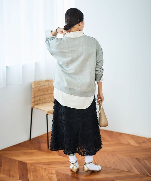 le.coeur blanc トレーナー スウェット ハーフジップノーカラー