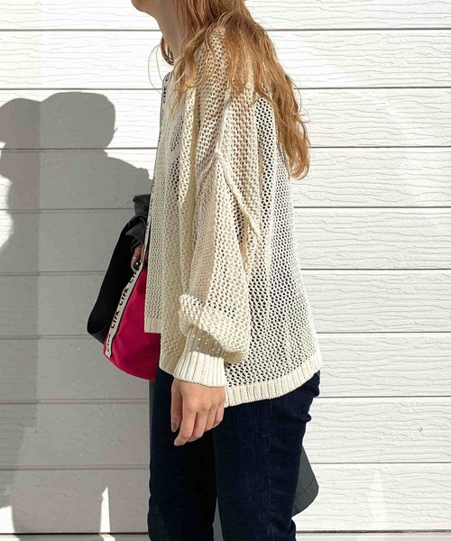 Q ニット セーター メッシュロゴニット レディース : ZOZOTOWN