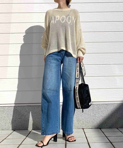 Q ニット セーター メッシュロゴニット レディース : ZOZOTOWN