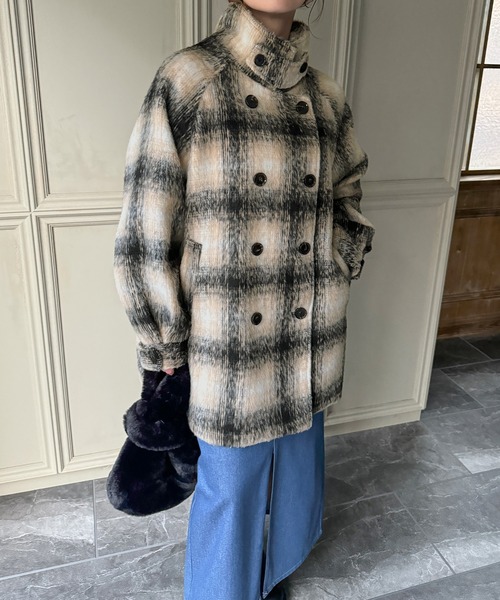 「JUNOAH」 ピーコート X-LARGE ブラック レディース_画像3