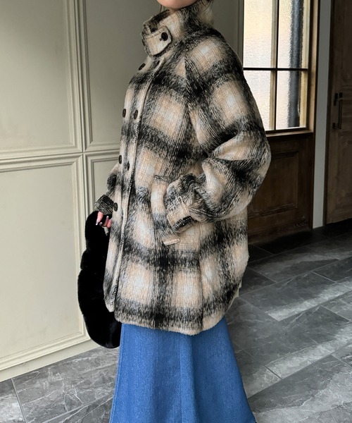 「JUNOAH」 ピーコート X-LARGE ブラック レディース_画像4