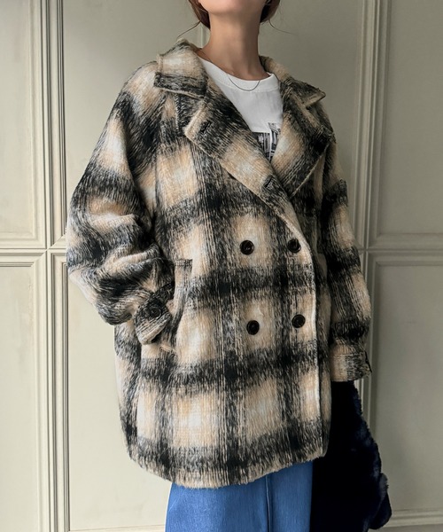 「JUNOAH」 ピーコート X-LARGE ブラック レディース_画像5