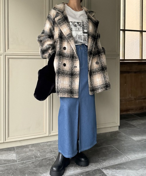 「JUNOAH」 ピーコート X-LARGE ブラック レディース_画像7