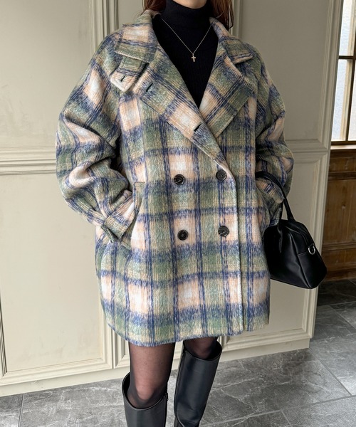 「JUNOAH」 ピーコート X-LARGE ブラック レディース_画像9