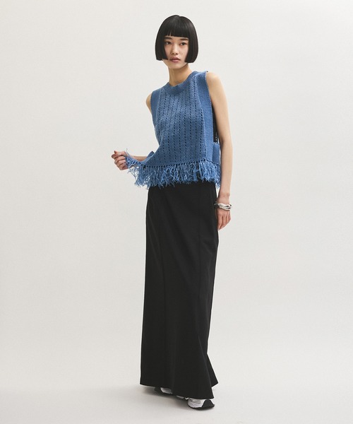 ベスト ジレ フリンジベスト「WEB限定商品」 レディース ADAM ET ROPE' ベスト ジレ 「WEB限定」フリンジニットジレ