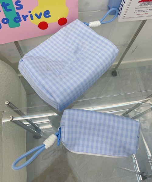 ラドロー♡ギンガムチェックポーチ♡ ラドロー ポーチ ギンガムチェック コットン ベージュ 黄 POUCH_039