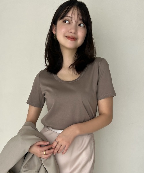 anuans｜シルクタッチコットンUネックT | Rakuten Fashion(楽天