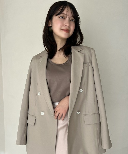 anuans アニュアンス　シルクタッチコットンUネックT BEG M anuans｜シルクタッチコットンUネックT | Rakuten Fashion(楽天