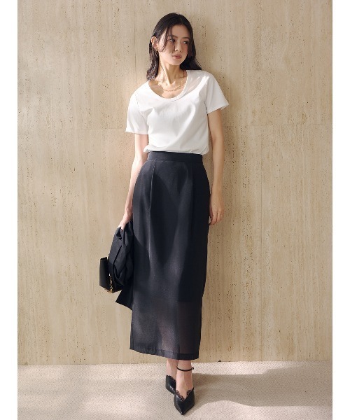 tシャツ シルクタッチコットンUネックT レディースの画像