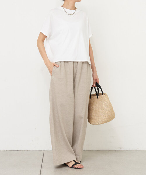 BEARDSLEY パンツ ウエストリブリネンパンツ レディース : ZOZOTOWN 