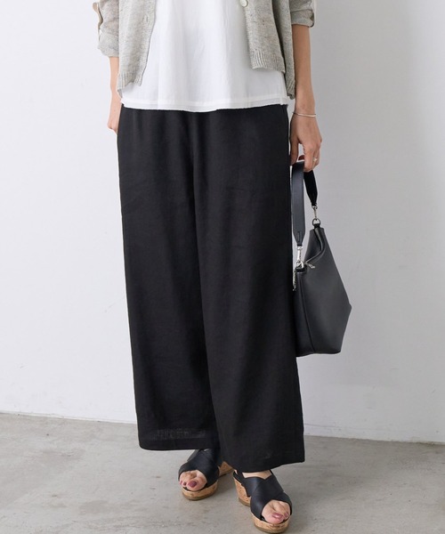 新品 BEARDSLEY ウエストリブリネンパンツ BEARDSLEY パンツ ウエストリブリネンパンツ レディース