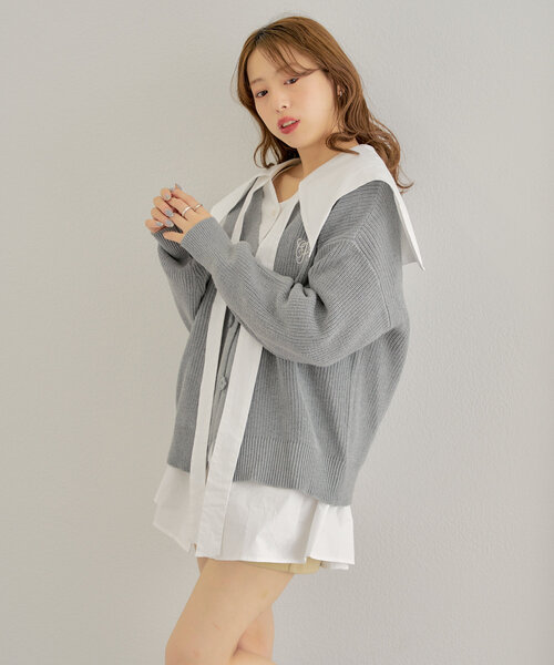 オシャレ ブラック ホワイトカラ― 襟 ミニワンピース instock]【AIDMAX】ミニ/ドレス/ワンピース/ブラック/ホワイト