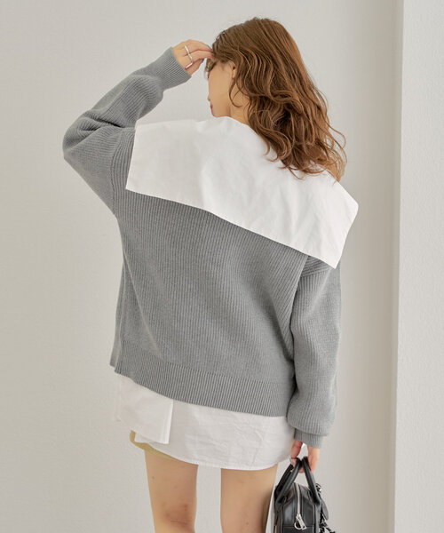 pium セーラーカラーニットミニワンピース セーラーカラーニットミニワンピース – pium