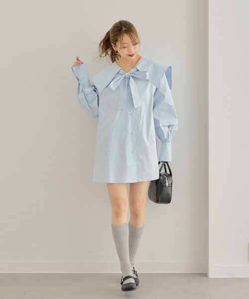 pium セーラーカラーニットミニワンピース セーラーカラーニットミニワンピース – pium
