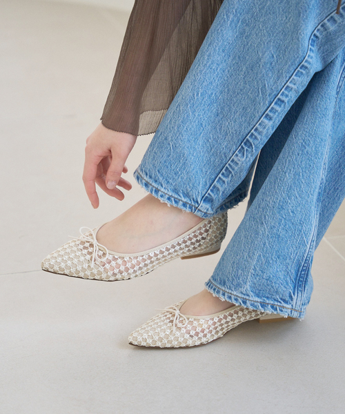 LE TALON バレエシューズ パンプス ポインテッドフラワー