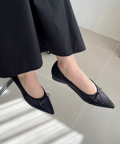 LE TALON バレエシューズ パンプス ポインテッドフラワー