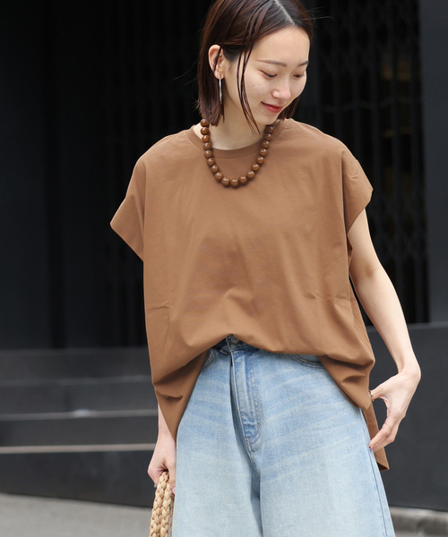tシャツ オーガニックコットン汗ジミタックプルオーバー レディース