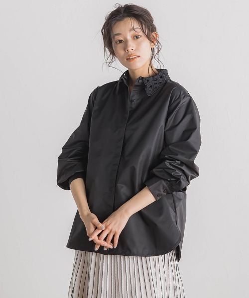 ブラウス シャツ レース襟2WAYシャツ「手洗い可能」 レディース