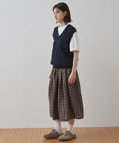 Unblend スカート 「Unblend」チェックフレア ロングスカート