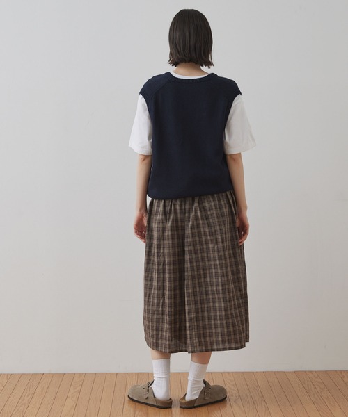 Unblend スカート 「Unblend」チェックフレア ロングスカート