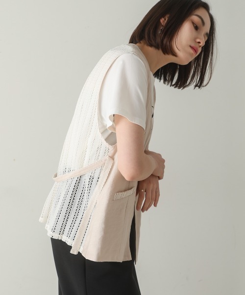ベスト ジレ バックレースジレ レディース Bou Jeloud ベスト ジレ バックレースジレ レディース