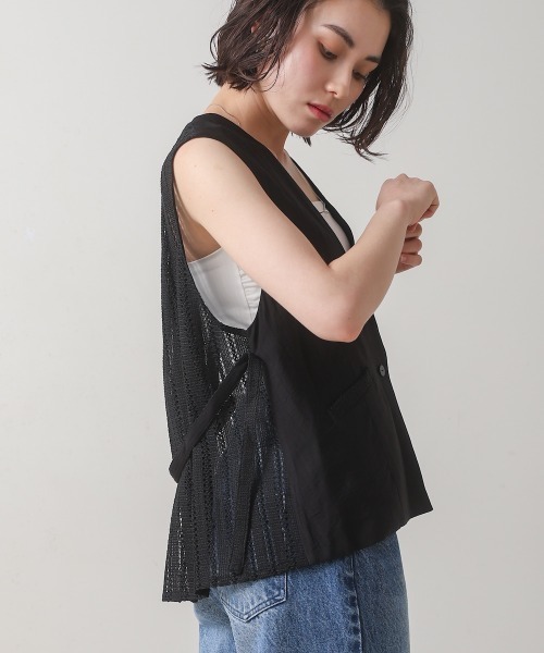 Bou Jeloud ベスト ジレ バックレースジレ レディース