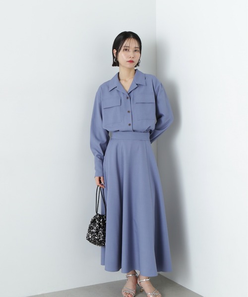 シャツドッキングワンピース シャツドッキングギャザーワンピース/ブラック | DRESS | OBLI