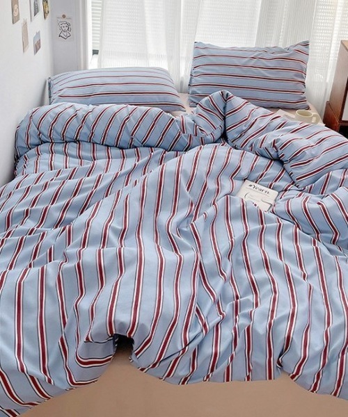 pyornim（ピョルニム） ベッド 寝具 マルチストライプベッドカバー4点