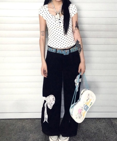SHEENA（シーナ） tシャツ ドット柄ヘンリーネック半袖トップス