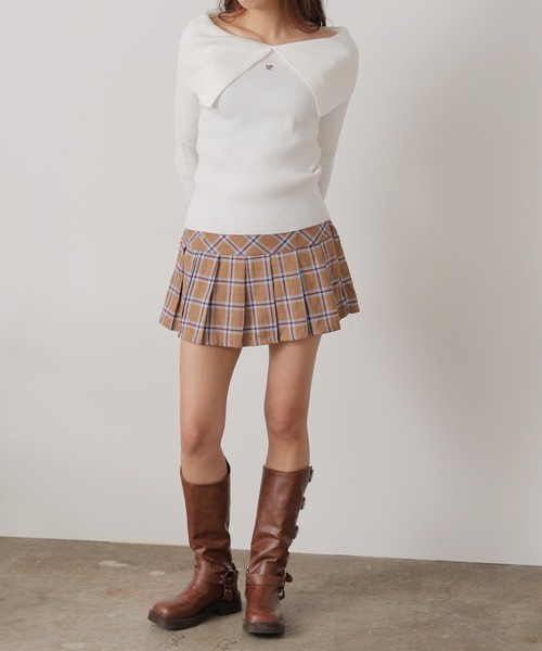 スカート CHECK SKIRT ROOP TOKYO スカート Check skirt with waist-wrap style design