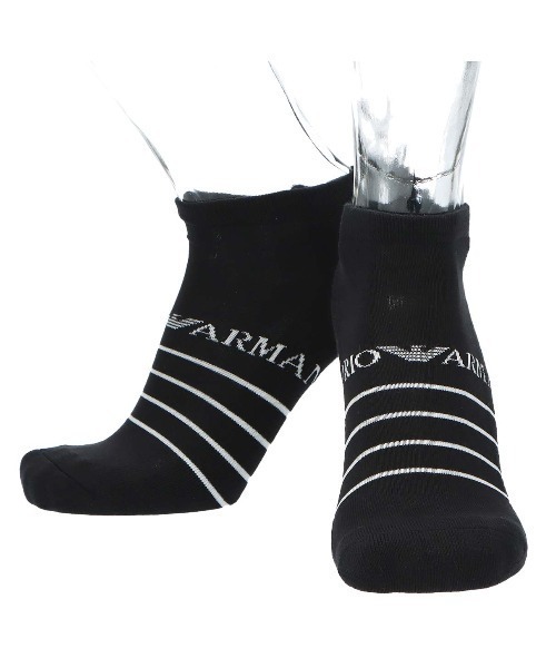 EMPORIO ARMANI 靴下 「3足セット」EMPORIO 足底パイル ロゴボーダー