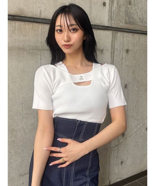 MURUA（ムルーア） ニット セーター フロントホックレイヤードハーフ