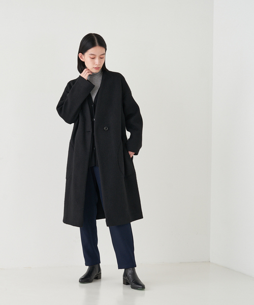 「collex」 ノーカラーコート フリー ベージュ レディース_画像3