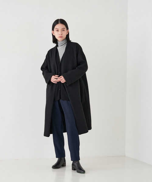 「collex」 ノーカラーコート フリー ベージュ レディース_画像4