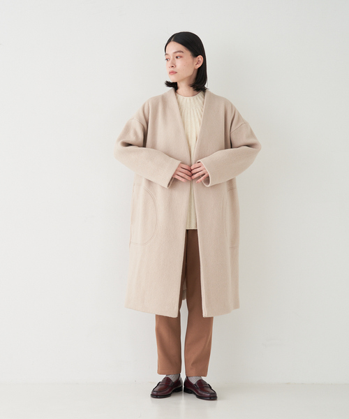 「collex」 ノーカラーコート フリー ベージュ レディース_画像5