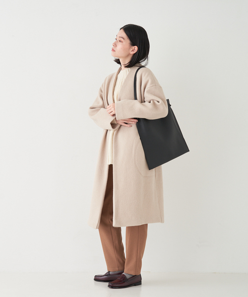 「collex」 ノーカラーコート フリー ベージュ レディース_画像7