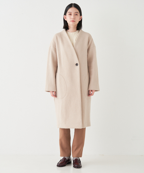 「collex」 ノーカラーコート フリー ベージュ レディース_画像8