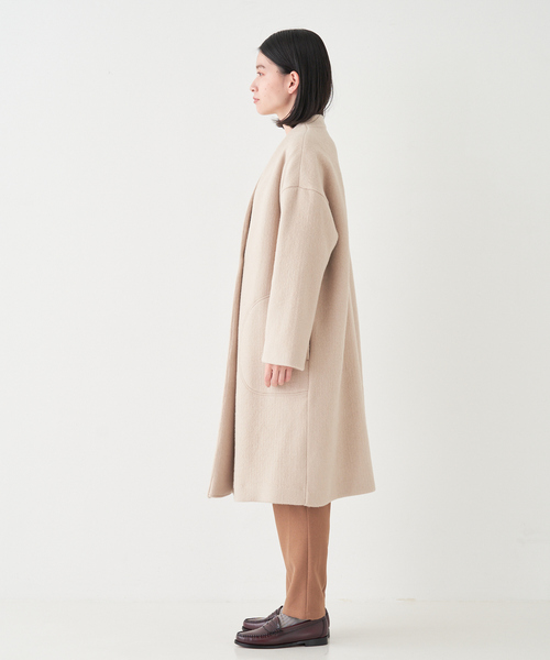 「collex」 ノーカラーコート フリー ベージュ レディース_画像9