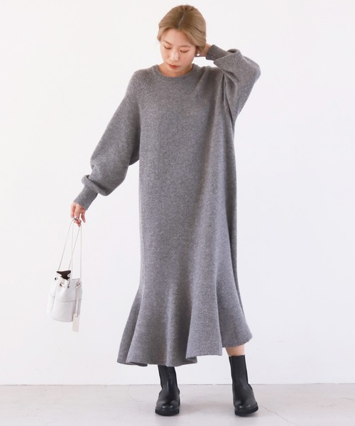 SLOBE IENA（スローブイエナ） ニットワンピース 38 グレー レディース