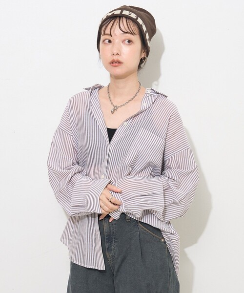 「FREAK'S STORE」 長袖シャツ フリ- ダークブラウン レディース