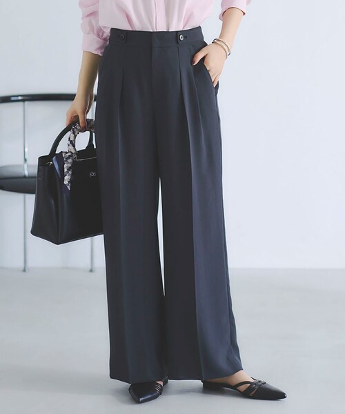 【新品】新作☆公式セールでも1万円以上！INDIVI【着る日傘】テーパードパンツ INDIVI パンツ 「着る日傘／UVケア／接触冷感」タックワイド